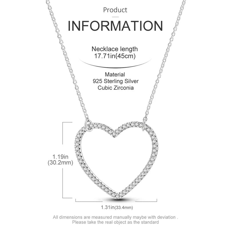 925 Sterling Silver Luminous Firefly Heart Shaped Zircon Pendant Necklace For Women Fashion Anniversary Birthday Jewelry Gifts