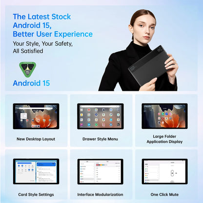 URAO 10 Inch Android 15 OS GMS Certified Tablets 1.8GHz 20GB RAM 64GB ROM 1TB Expandable HD IPS Touch Screen Dual Camera PC PAD