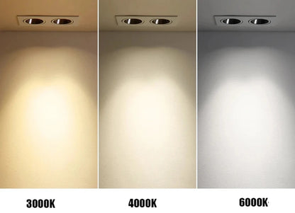 Recessed LED Ceiling Lamp 9W 12W 15W Single/Double Head LED Spot Lights COB Anti-Glare Downlight For Home Office Store Indoor