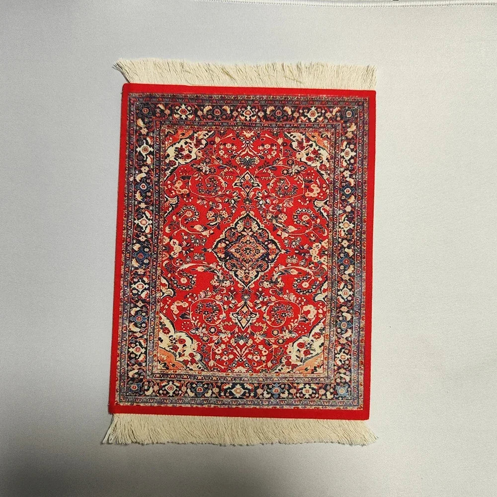 Woven flower Persian carpet small coaster wholesale merchants cheap mouse pad desk mat retro style rubber non-slip computer mats