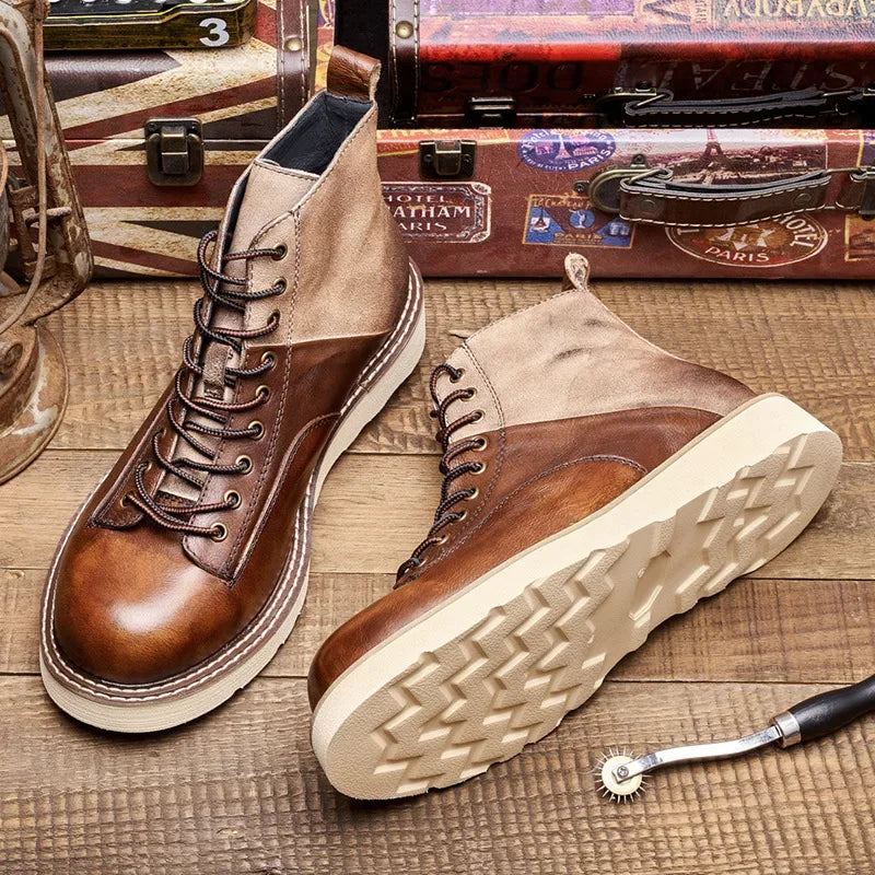 New Vintage British Men Shoes High Quality Japanese Outdoor Cow Leather Boots Spring Autumn Ankle Boots Men Motorcycle Boots