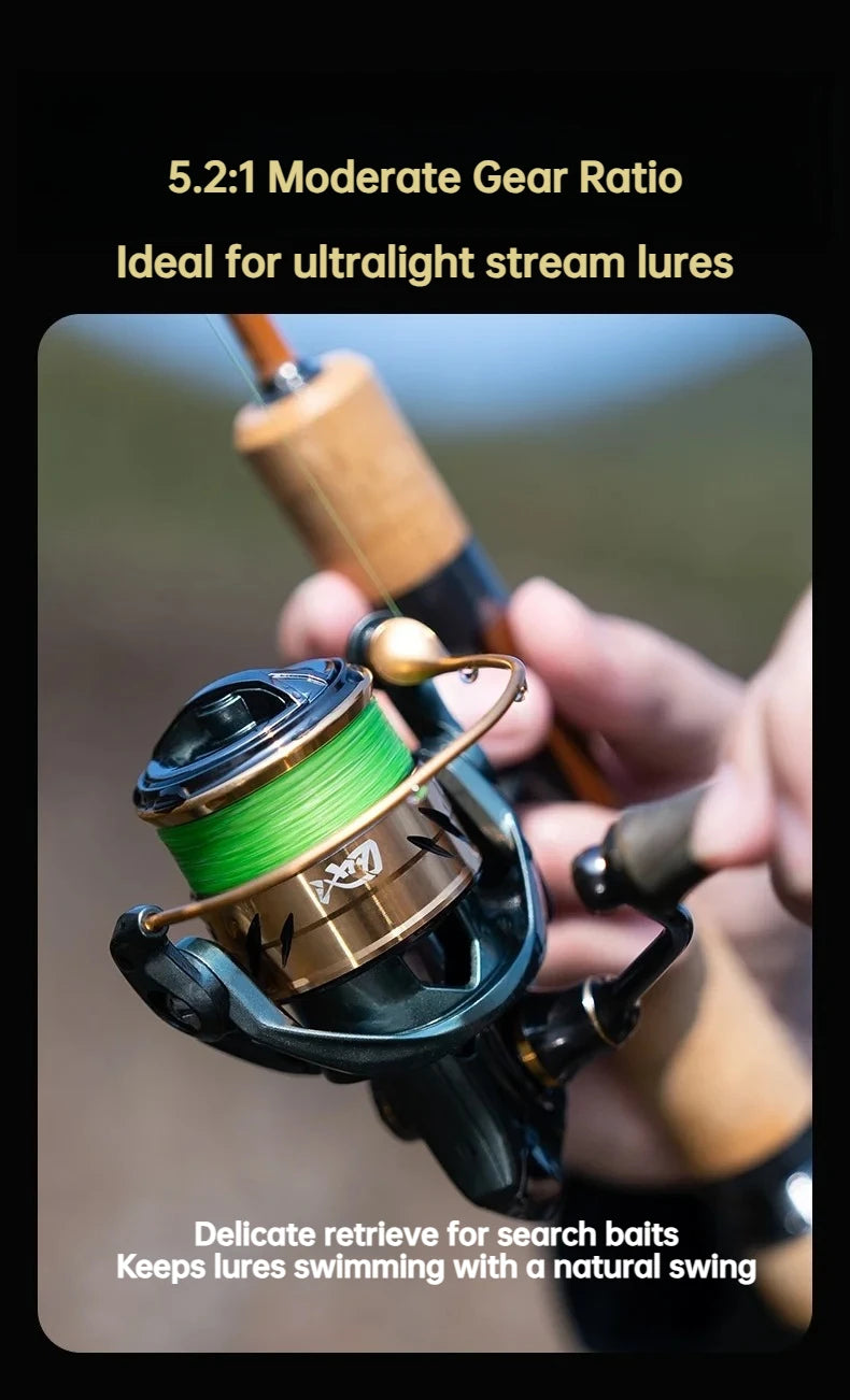 Ultralight Carbon Spinning Reel 1000S–1200S 5.2:1 Gear Ratio 9kg Max Drag  Micro Lure Fishing Reel for Freshwater   Saltwater