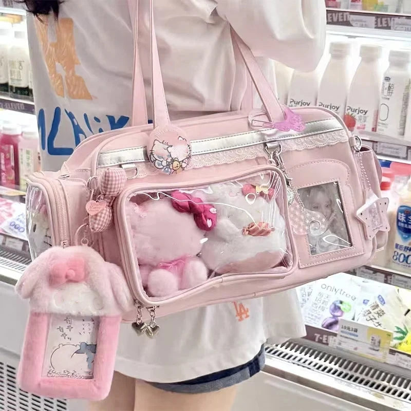 New Concert Ita Bags Y2k Cute Jk Girl Shoulder Bags Badge Display Transparent Crossbody Bag Stylish Large-capacity Commuter Bags
