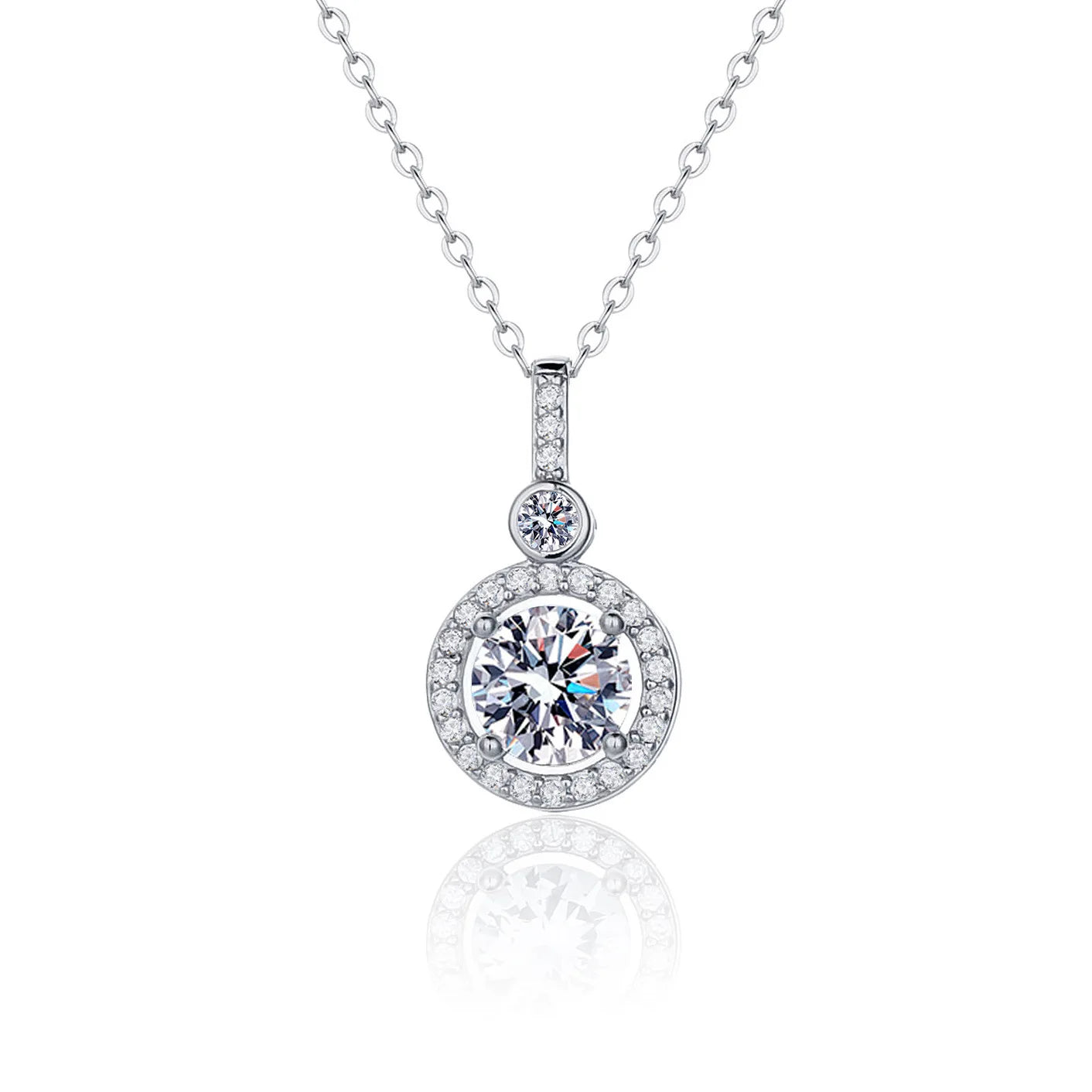 Necklace For Women Sterling S925 Silver With White Gold Plated Lab Diamond Jewelry Wedding Pendant Zircom