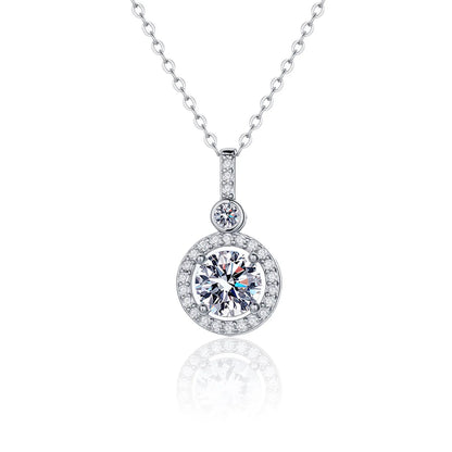 Necklace For Women Sterling S925 Silver With White Gold Plated Lab Diamond Jewelry Wedding Pendant Zircom