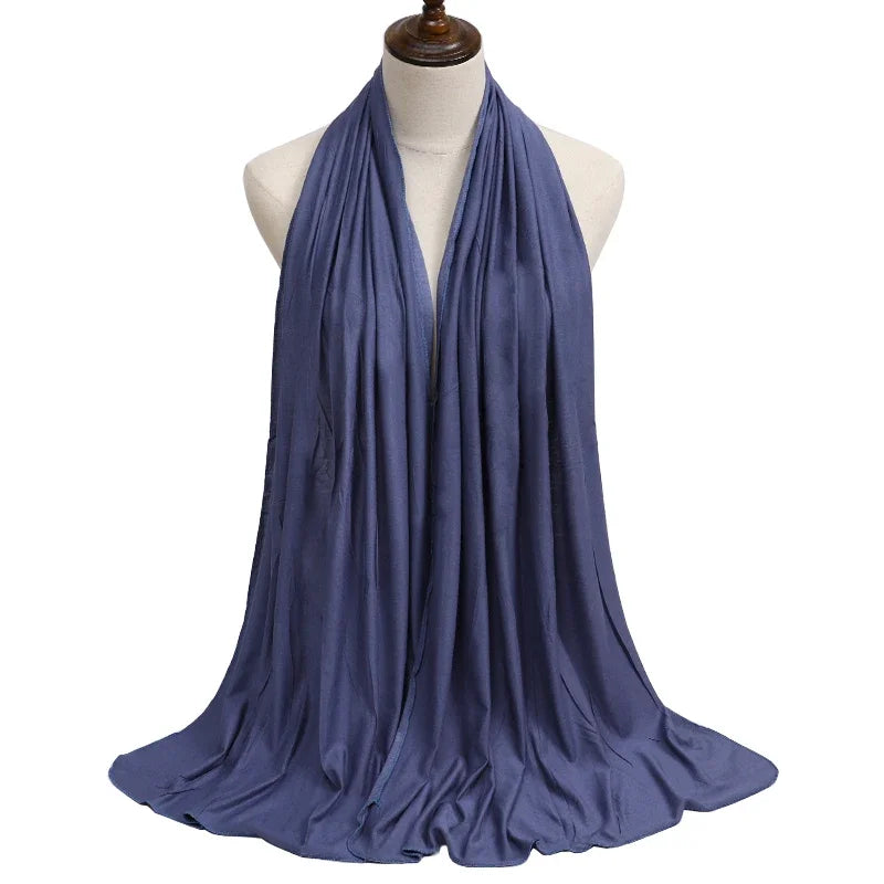 Womens Muslim Ramadan Fashion Modal Cotton Jersey Hijab Womens High Quality Solid Color Soft Hijab Long African Scarf