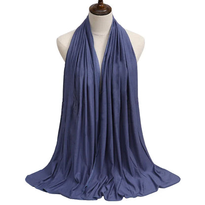 Womens Muslim Ramadan Fashion Modal Cotton Jersey Hijab Womens High Quality Solid Color Soft Hijab Long African Scarf