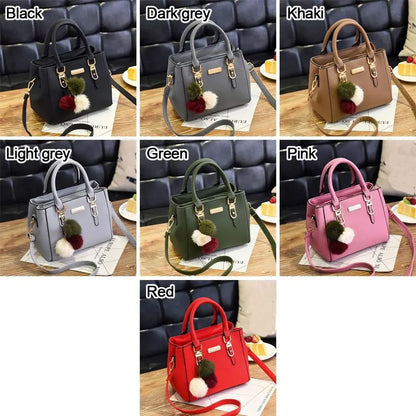 Simple Fashion Shoulder Bags PU Leather Solid Color Embossed Crossbody Bag Large Capacity with Pendant Female Messenger Bag