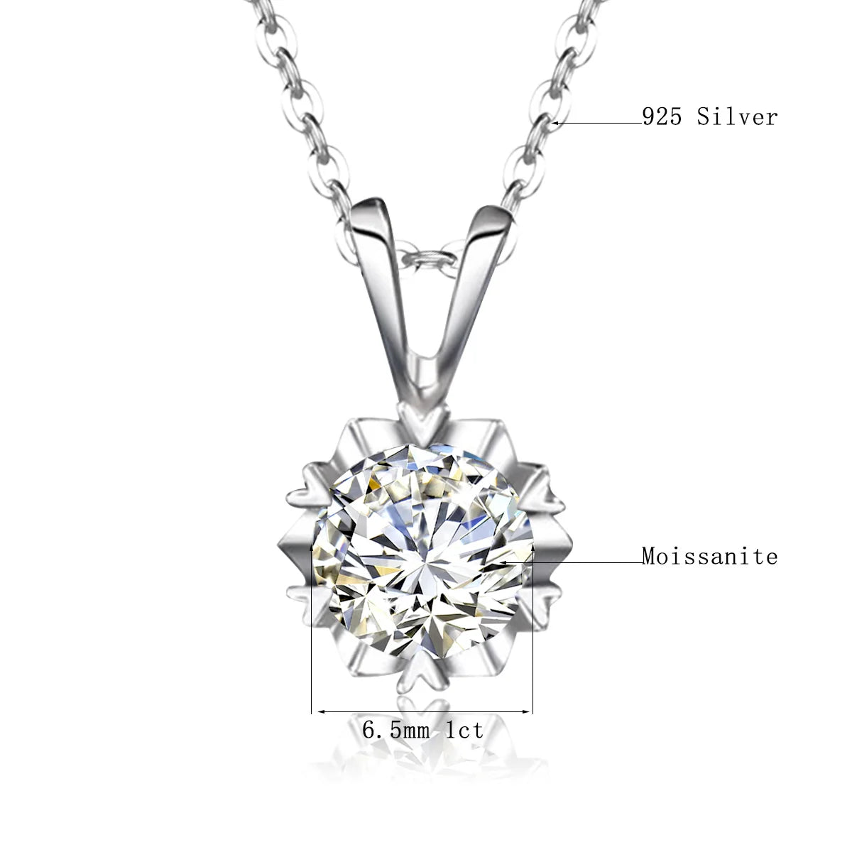 14K Gold Filled GRA Certificate 1-3ct Moissanite Snowflake Pendant 925 Silver Solitaire Necklace For Her Everyday Wear Jewellry