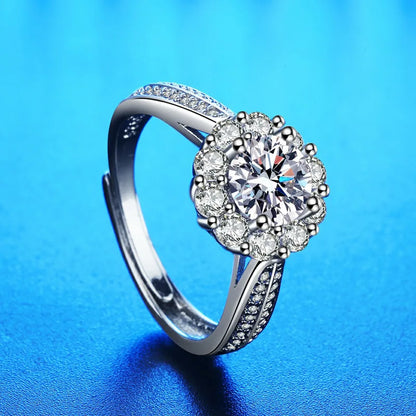 925 Sterling Silver Ring Heart AAA Zircon Open adjustable Engagement For Women Wedding Fashion Jewelry Party Gifts