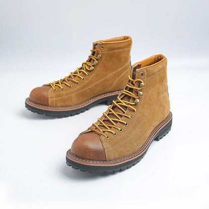 New High Quality Handmade Men Ankle Boots Cow Suede Real Leather Shoes Outdoor Tooling Business Boots Wedding Motorcycle Boot