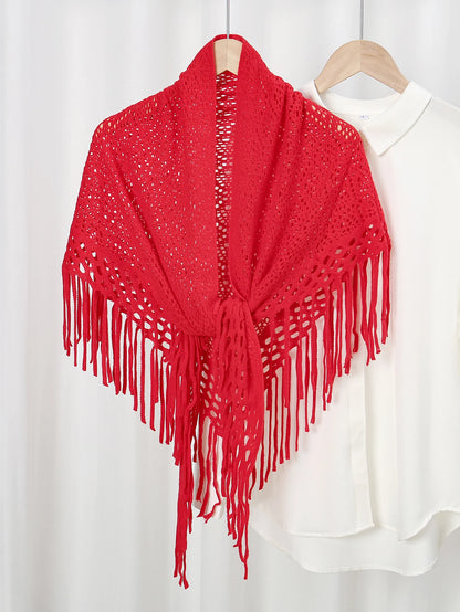 Hot Sale Knitted Cotton Tassels Shawls Scarf Woman Soft High Quality Wraps Ladies Travel Beach Cape Femme Hollow Fashion Scarves