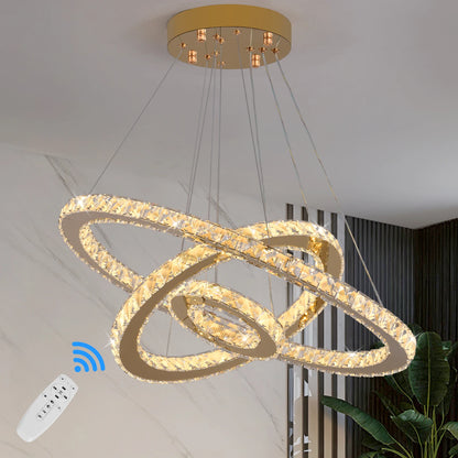 Crystal Luxury Pendant Lights for Living Room Remote Control Chandelier Lamp Bedroom Dining Room Smart Hanging Lighting Fixtures
