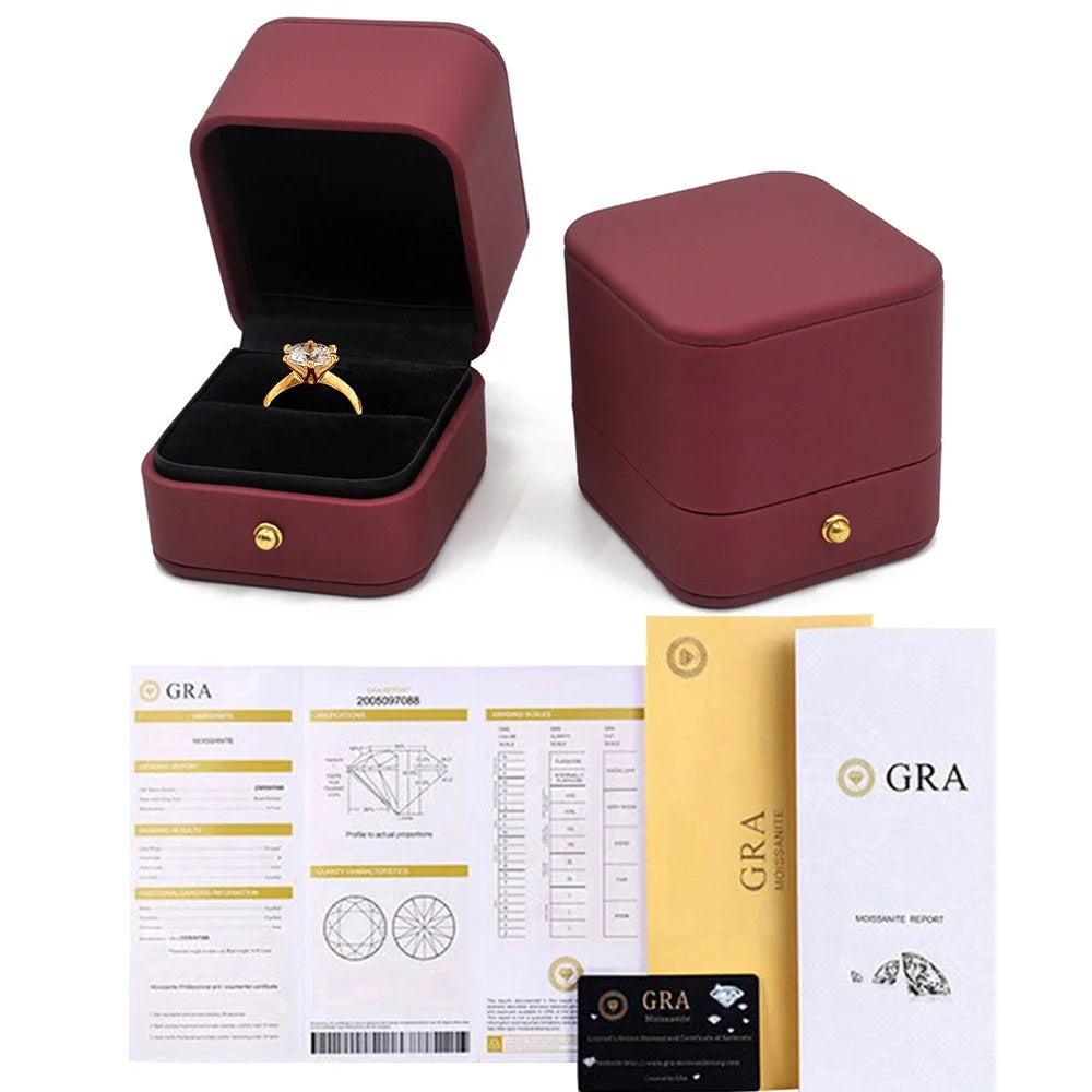 Cbtb Real Moissanite D Color 1-3ct Gold Engagement Rings for Women Luxury Wedding Jewelry Wholesale