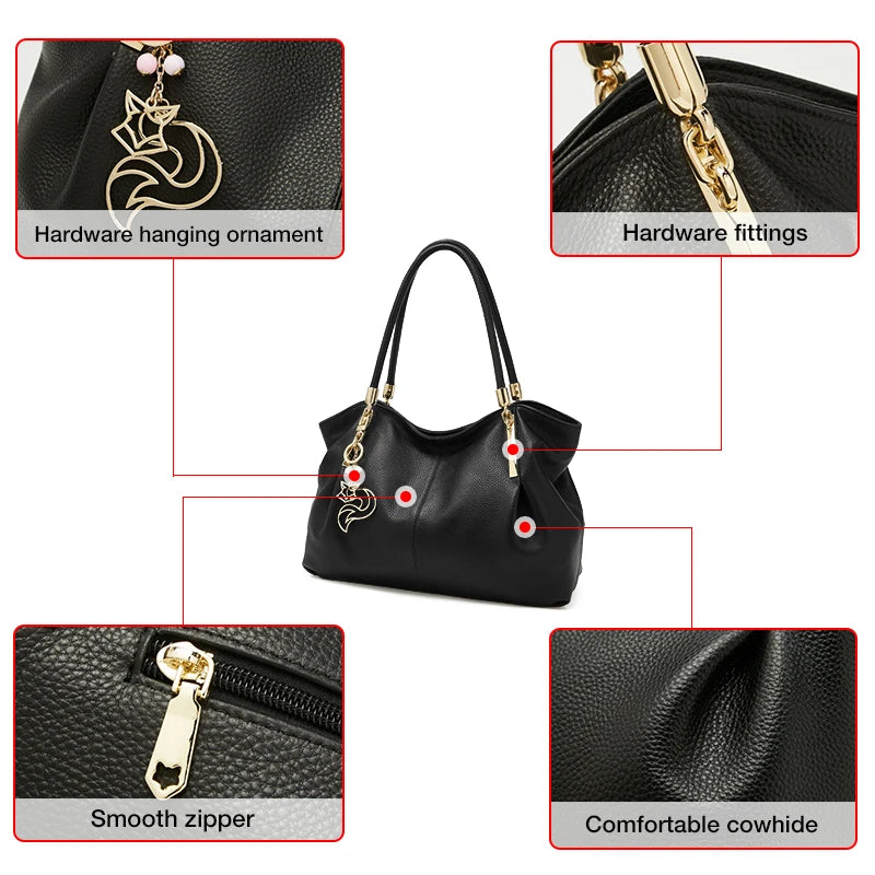 FOXER 2026 New Women's Shoulder Bag Genuine Leather Elegant Female Tote Large Bag Fashion Handbag Commuter Luxury Gift