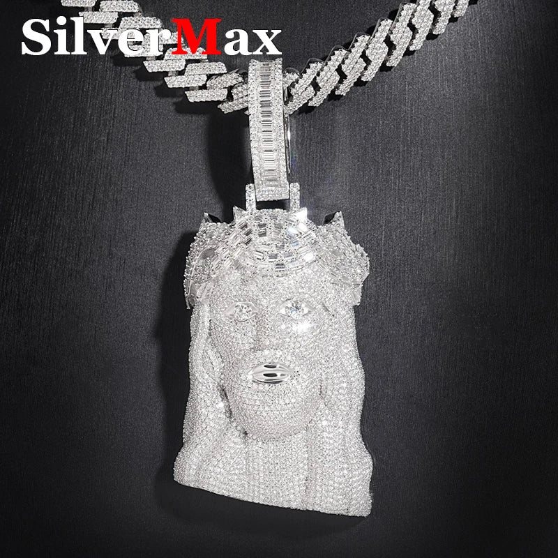 Jesus New Unisex Full Moissanite Diamond Pendants For Men Original 925 Sterling Silver Men's Diamond Jewelry Hip Hop For Party