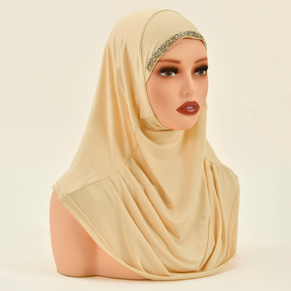 New Ready To Go Wear Instant Hijab for Women Solid Color Hemp Headscarf Neck Cover Sports Hijabs Pinless Islam Shawls and Wraps