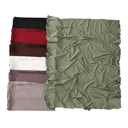 Luxury Wavy Edge Jersey Hijab for Women Solid Color Milk Silk Scarf Headscarf Autumn Shawl Stretchy Chiffon Scarf Ramanda