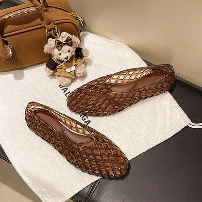 New V-mouth Crystal Jelly Shoes Fashionable, Versatile, Comfortable, Flat Bottom Single Shoes, Casual Sandals for Women