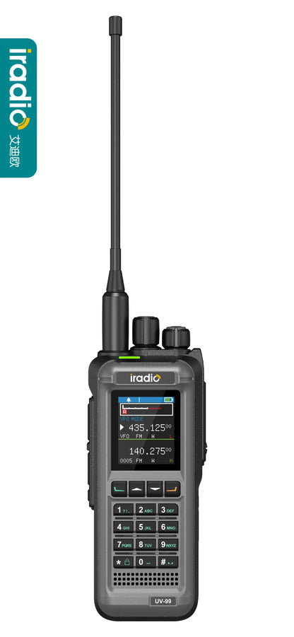 IRadio UV-99 Analog Walkie Talkie 15W High Power UV Dual Band with Dual Display Aviation Frequency One-Key Weather Channel