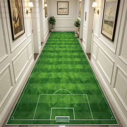 Green Football Field Long Runner Amusing Carpet Sport Hallway Entrance Game Rug Lint Free Washable Non-slip Entryway Floor Mats