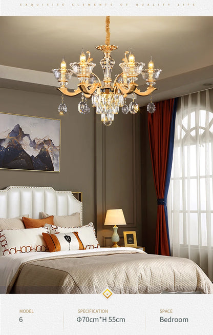 European Style Pendant Lamp Living Room Lamp Crystal Luxurious Atmosphere French Style Restaurant Lamp Duplex Building Lights