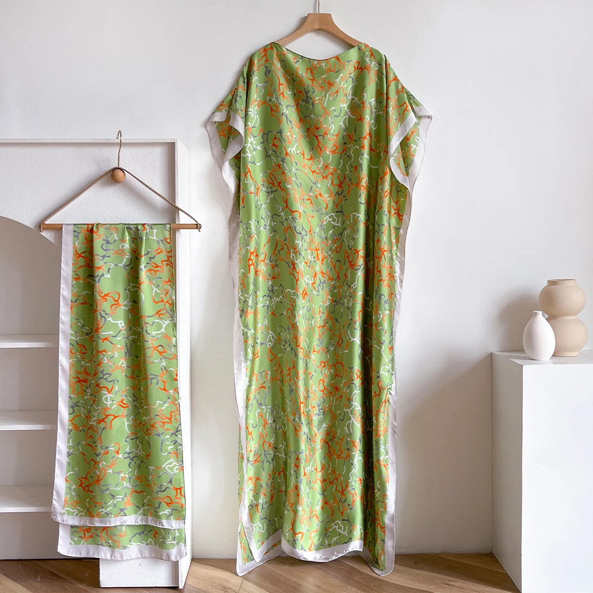 Summer Fashion Oversize African Dress Women's Satin Silk Sunscreen Muslim Robe Dubai Dashiki Abaya Beachwear Lady Clothing
