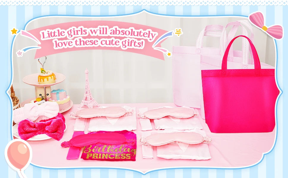 40 Pcs Girls Spa Party Supplies 10 Birthday Squad Princess Robe 10 Tote Bags 10 Headbands 10 Spa Masks for Birthday