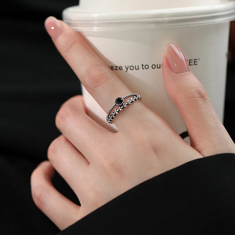 VENTFILLE 925 Sterling Silver Geometric Multilayer Round Bead Ring Female Fashion Punk Temperament Prevent Allergy Charm Jewelry