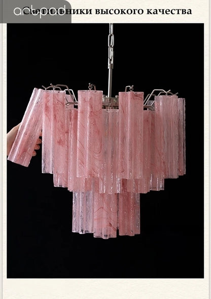 Designer Murano Ceiling Chandeliers Pink Colorful Glass LED Hanging Pendant Lights for Living Dining Room Bar Villa Art Lighting
