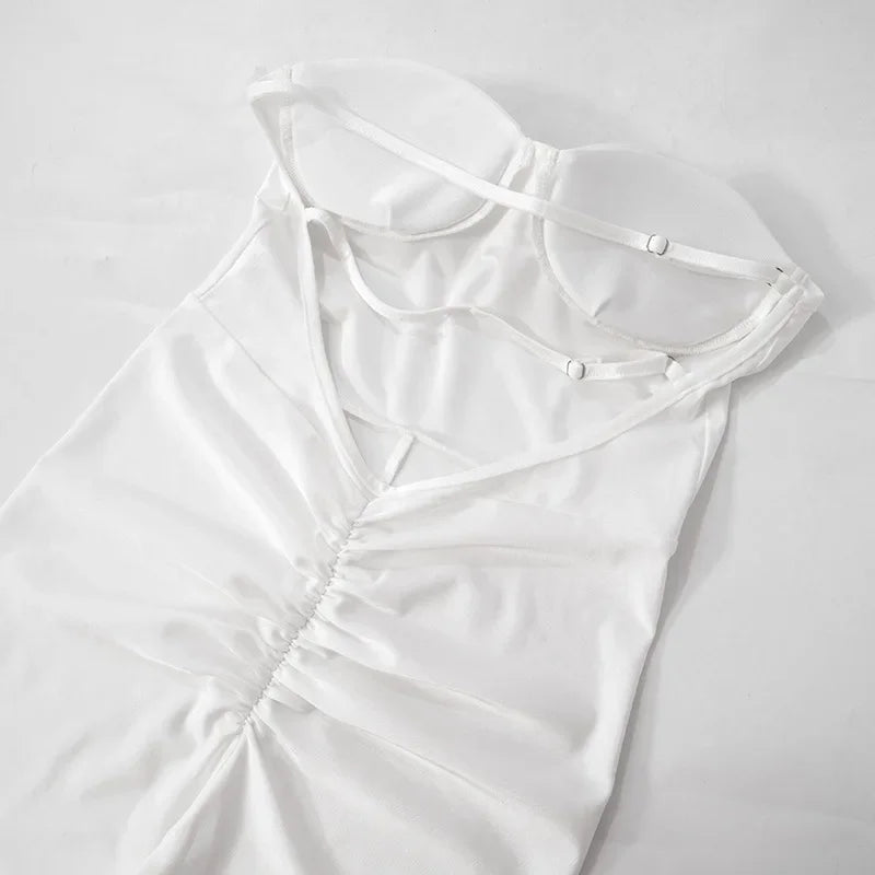 Black White Red Streetwear Tunics High Waist Overalls New Women Backless One Piece Jumpsuits Sexy Sleeveless Strapless Playsuits