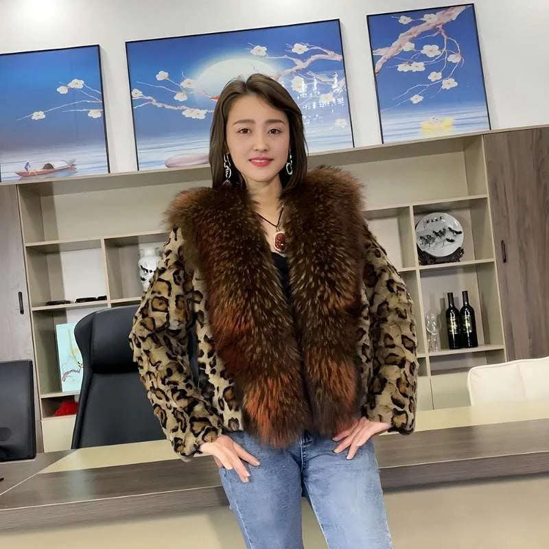 2025 Autumn Winter New Imported Real Mink Fur Coat Women Short Mink Coat High Quality Raccoon Fur Collar Genuine Fur Clothing