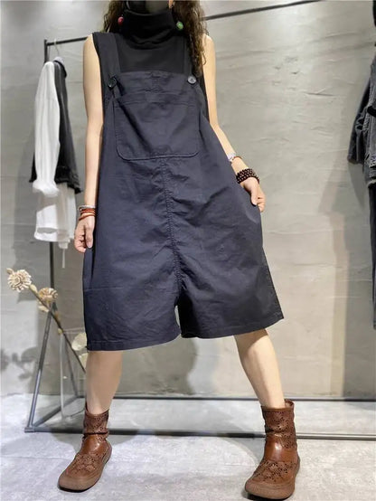 Workwear-style Overalls Shorts For Women Summer Loose Casual Age-reducing Slimming Jumpsuit XY421