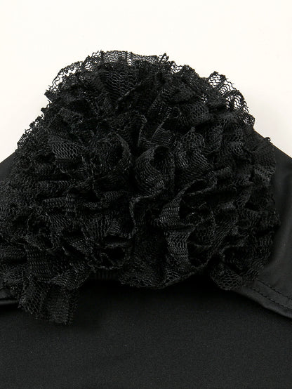 Muslim Women's Hijabs with Lace Chiffon Panhua Solid Color Thin Bottom Hat Islam Head Wrapping Tie Back Turban Female Headband