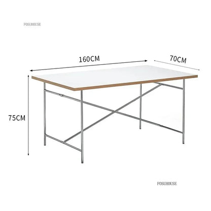 Office Furniture Stainless Steel Leg Rectangular Desks Solid Wood Office Computer Desk For Conference Room Writing Study Table g