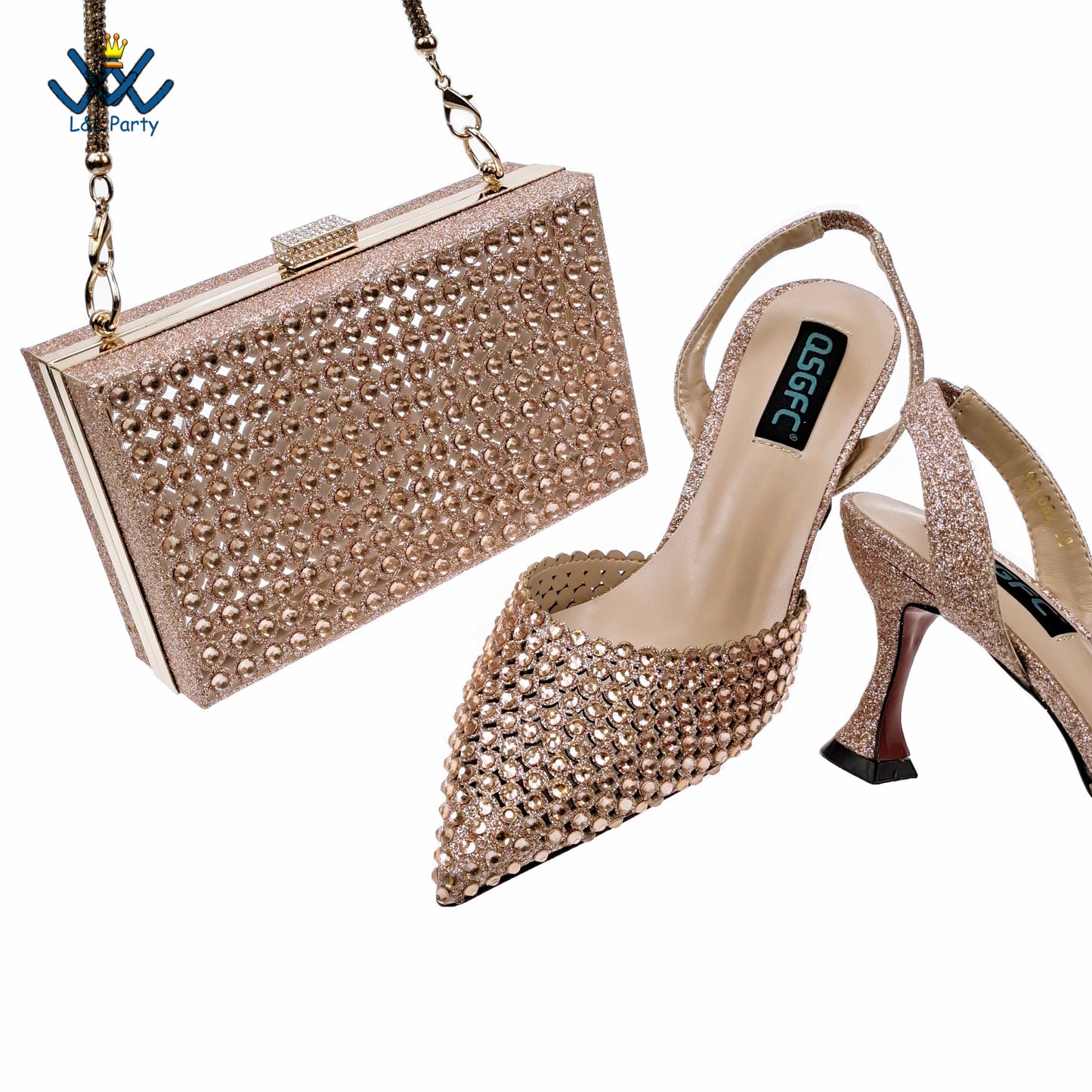Dark Purple Spring Autumn Pointed Toe Square Heel Shoes and Bag Set For Nigerian Women Wedding Party