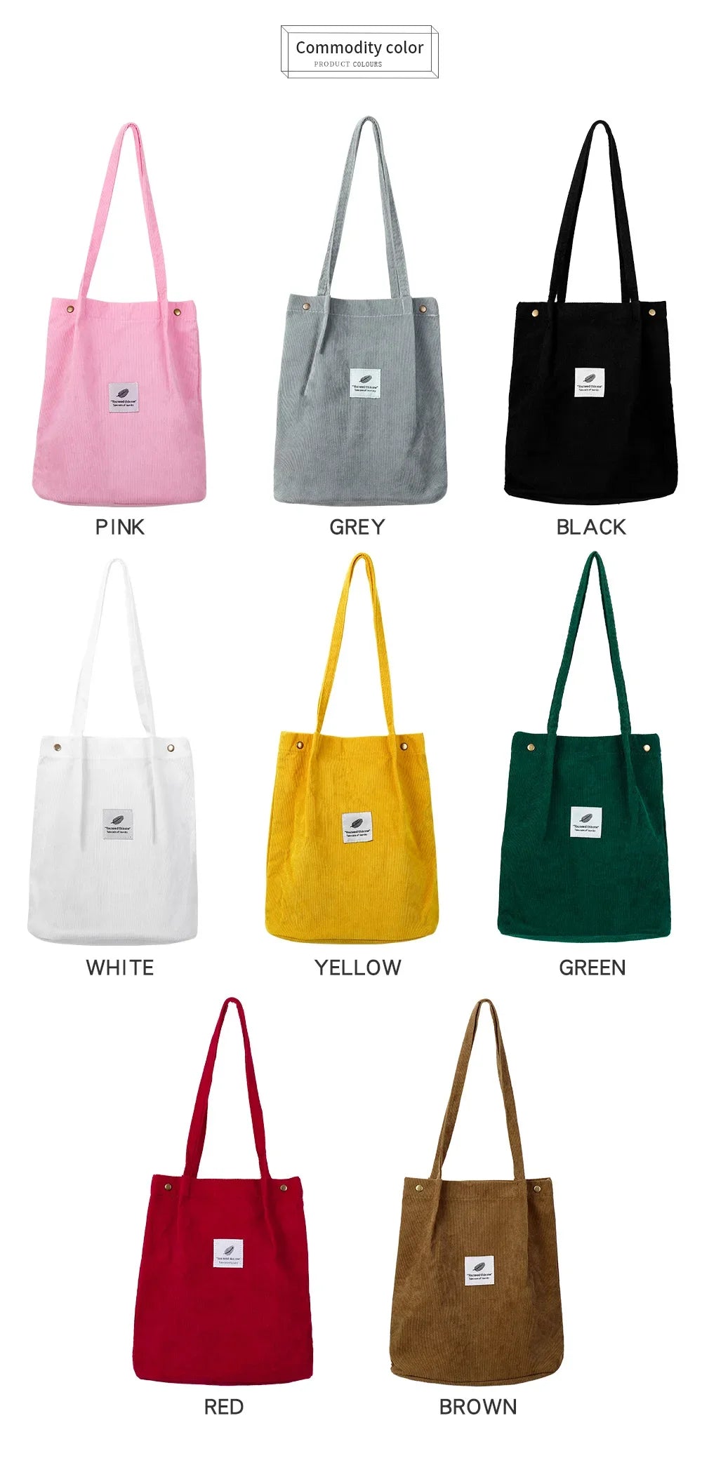 Corduroy Bag Handbags for Women Shoulder Bags Female Soft Environmental Storage Reusable Girls Small and Large Shopper Totes Bag