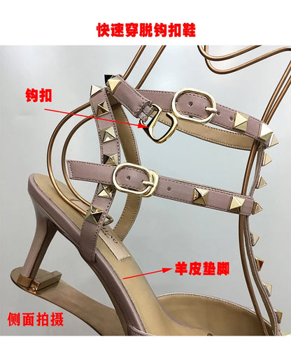 Nude Black Woman heeled sandals Summer Slingbacks High Heels luxury Leather Fashion Brand Designed sandals elegant Prom Shoes