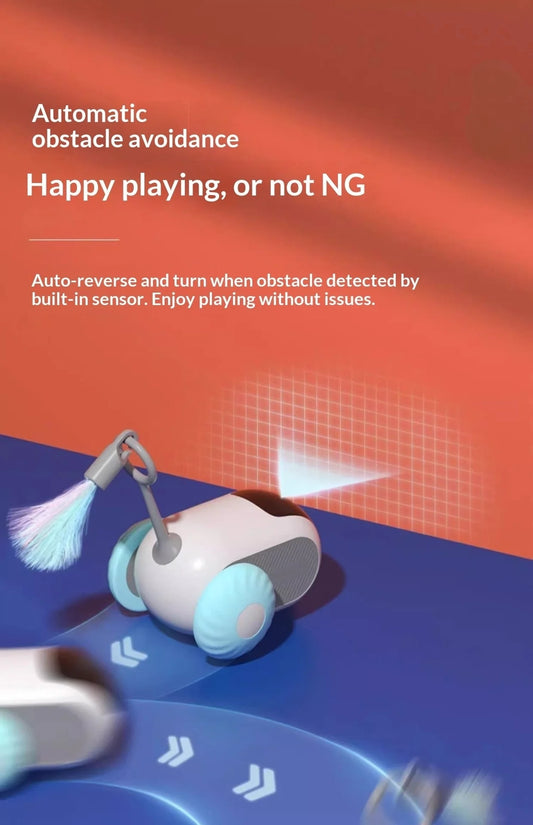 Intelligent Racing Car Remote-Controlled Electric Cat Toy Rat-Like Feather Cat Teaser Interactive Pet Plaything