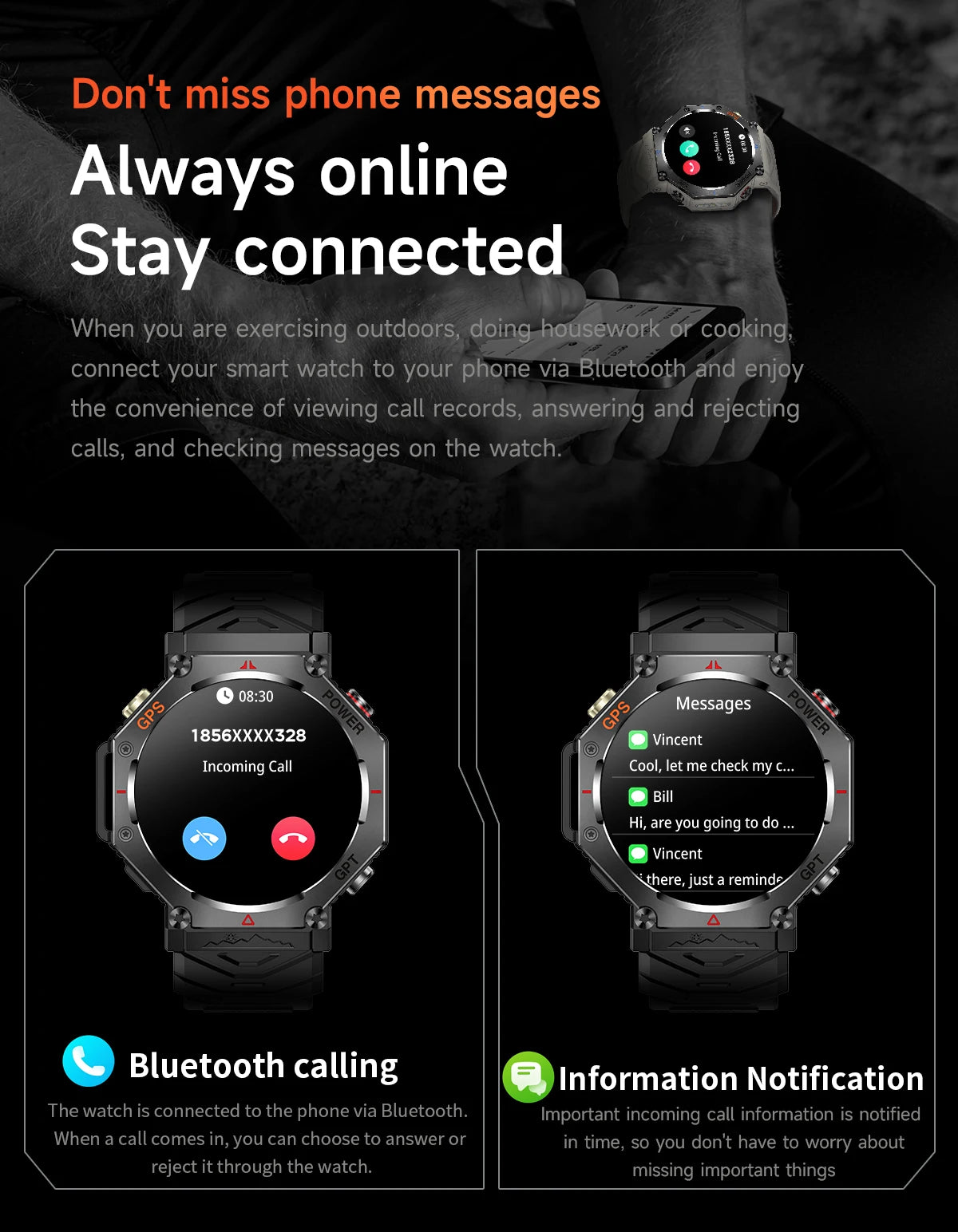 New Military Real GPS Smart Watch Men 10ATM IP69K Waterproof Swim Sports Watches Flashlight Bluetooth Call AMOLED HD Smartwatch