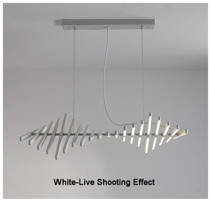 Modern LED Ceiling Chandelier Lights Nordic Luxury Pendant Lights for Living Dining Room Fish Bone Design Dimmable Hanging Lamp