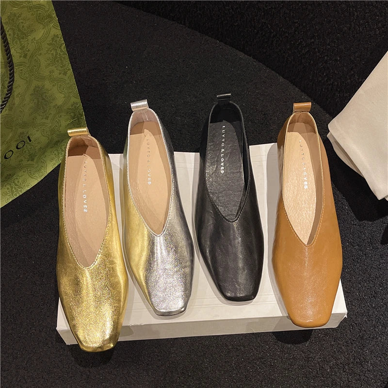 Women's Loafers Genuine Leather Luxury Shoes Heels Pumps Square Toe Elegant Mary Janes Shoes for Height-increasing Insoles