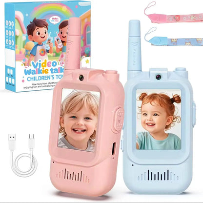 Video Walkie Talkies for Kids 2 Pack Rechargeable Intercom Walkie-talkie Cute 2 Inch Screen One-Click Call Child Video Intercom
