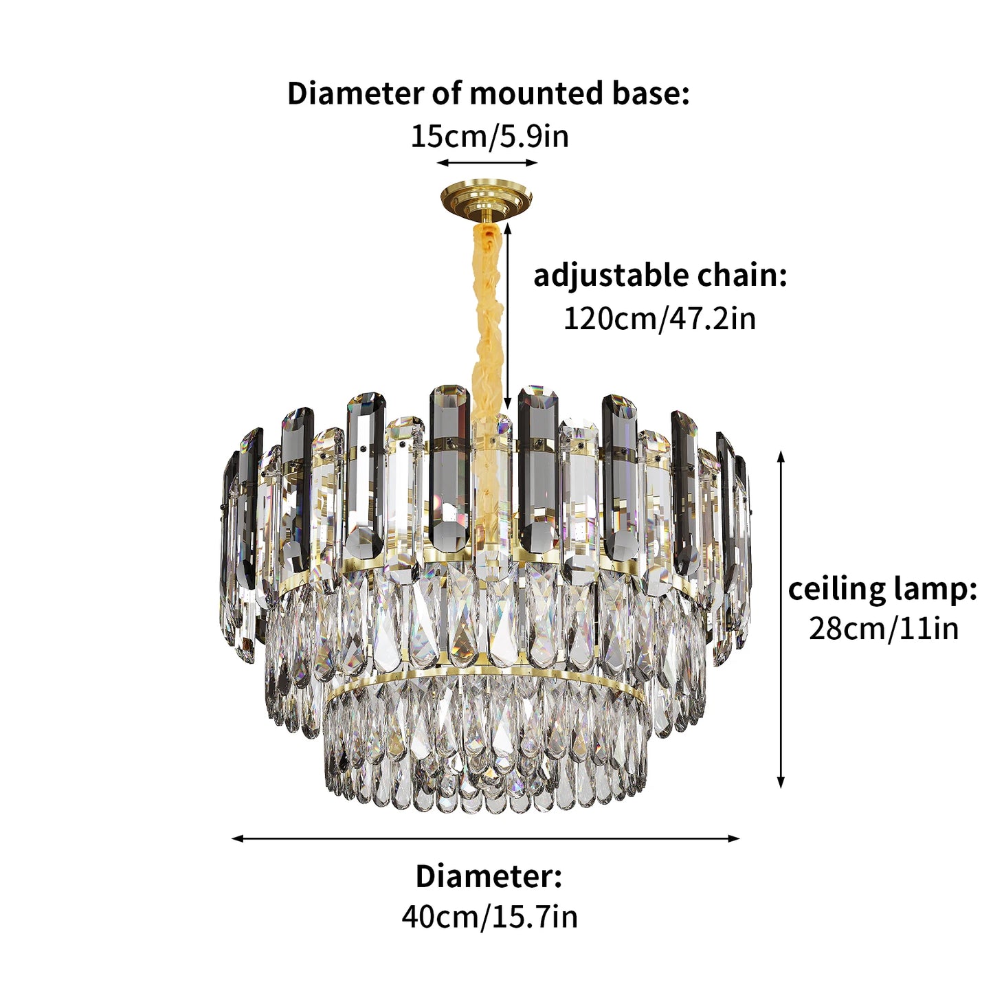 Modern K9 Crystal Chandelier Round Ceiling Fixtures Pendant Lights Living Room Bedroom