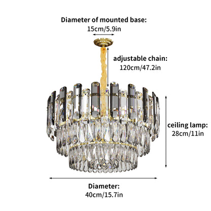 Modern K9 Crystal Chandelier Round Ceiling Fixtures Pendant Lights Living Room Bedroom