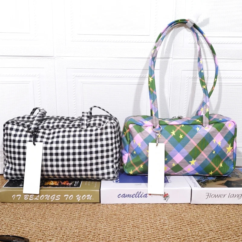 Brand Nylon Bowling Tote Bag Women Luxury Large Capacity Simple Versatile Shoulder Purse Ultralight Zipper Commuting Travel Bag