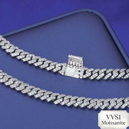 Nuoya 6MM Single Row Moissanite Cuban Necklace Luxury Hip Hop GRA Certified Cuban Chain for Men Women Fine Jewelry