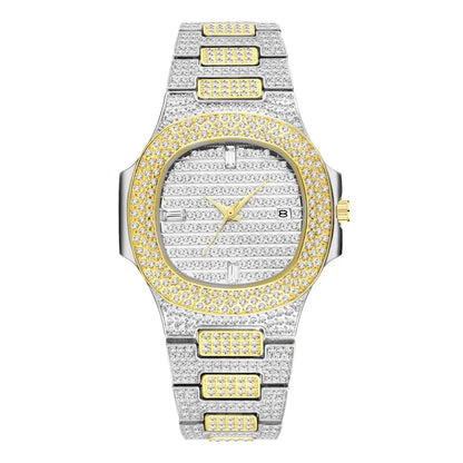 New Luxury Diamond Watch Men Iced Out Watches Calendar Waterproof Quartz Wristwatches Male Clock Relogio Masculino Drop Shipping
