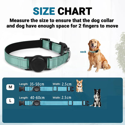 Dog Collar with Airtag Holder Ultra-Durable Comfortable Padded Heavy Duty Dog Collars for Small Medium Large Dogs