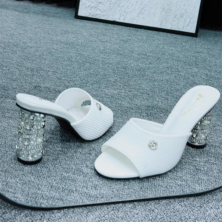 Elegant French High Heeled Sandals Summer New Women's Shoes Luxury Banquet Wedding Designer Sandalias Mujer